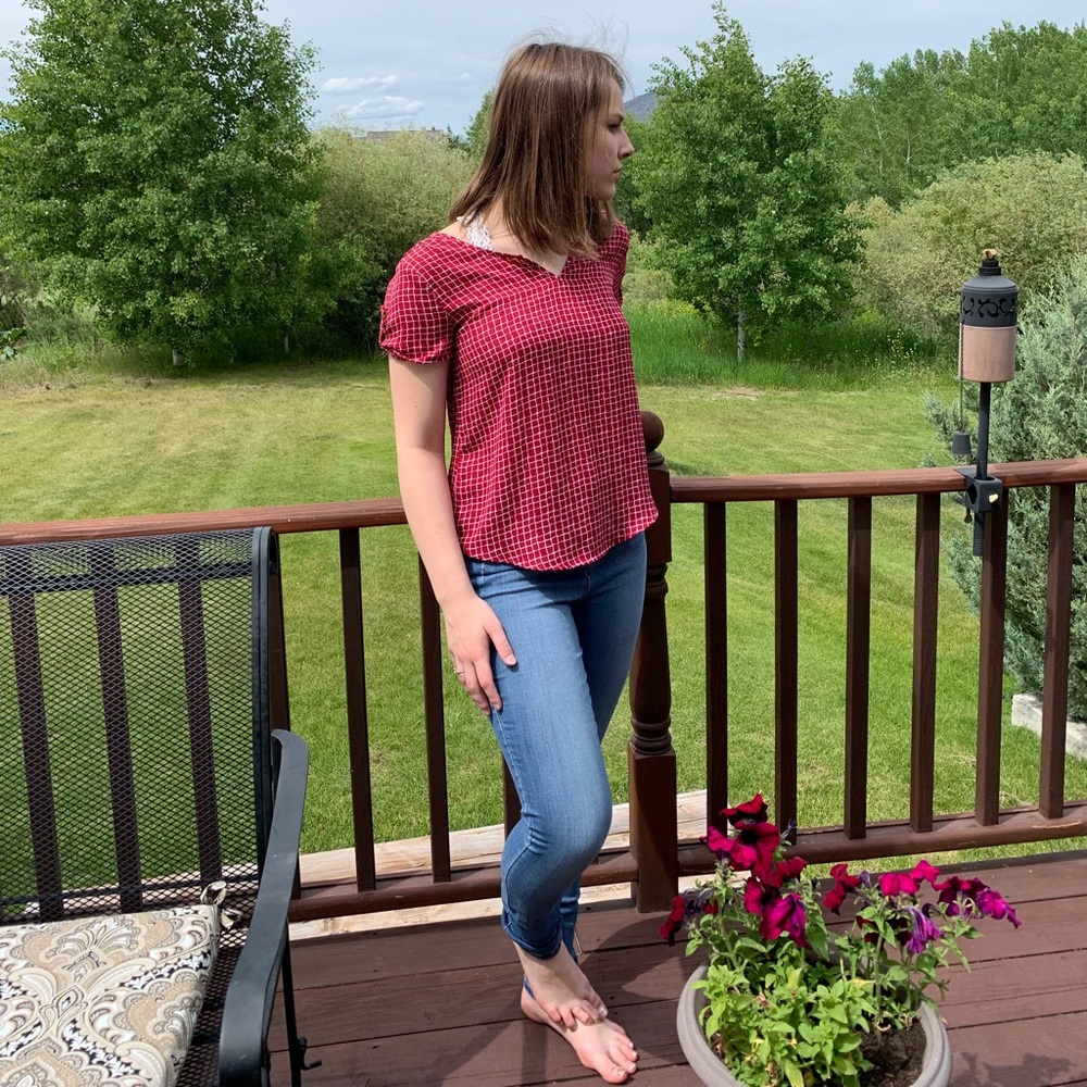 Checkered Red Blouse